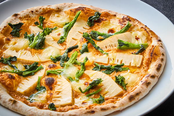 筍と菜花の会津味噌ピッツァ